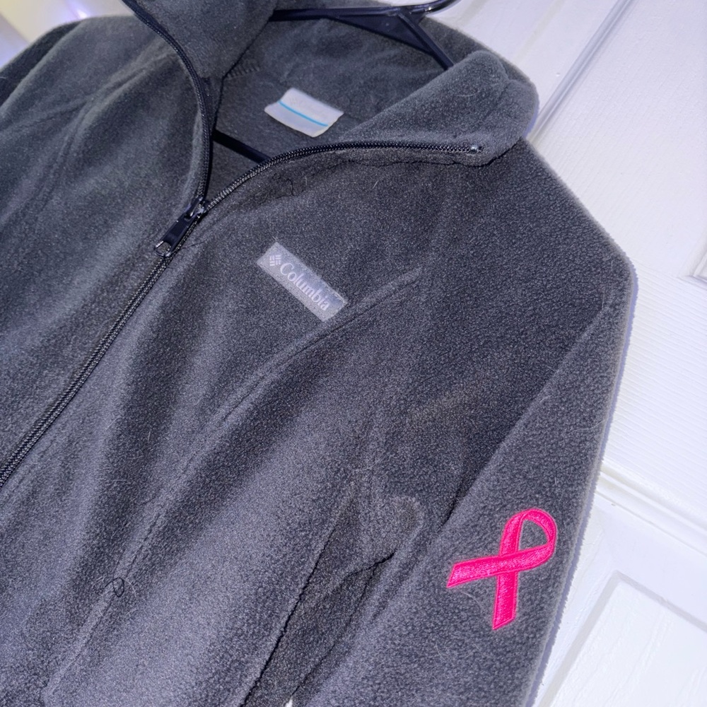 Columbia Black Fleece Jacket with Pink Accent - Picture 2 of 5